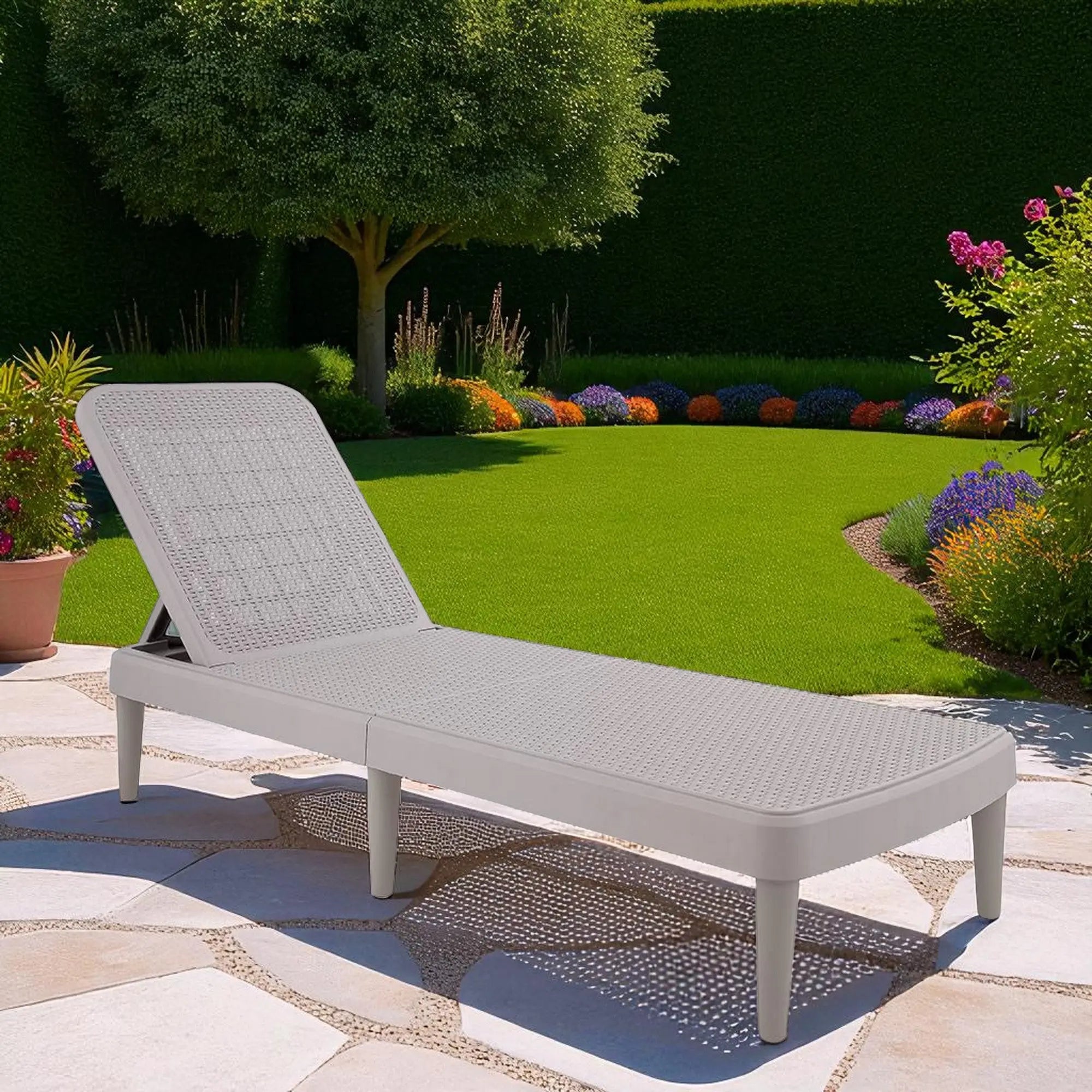 75" Taupe Heavy Duty Plastic Outdoor Stacking Chaise Lounge Homeroots Outdoor