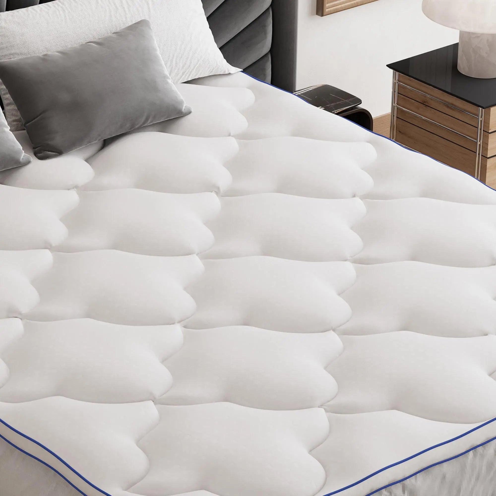 75" White Cotton Water Resistant Mattress topper with Removable Cover - GreatEagleInc