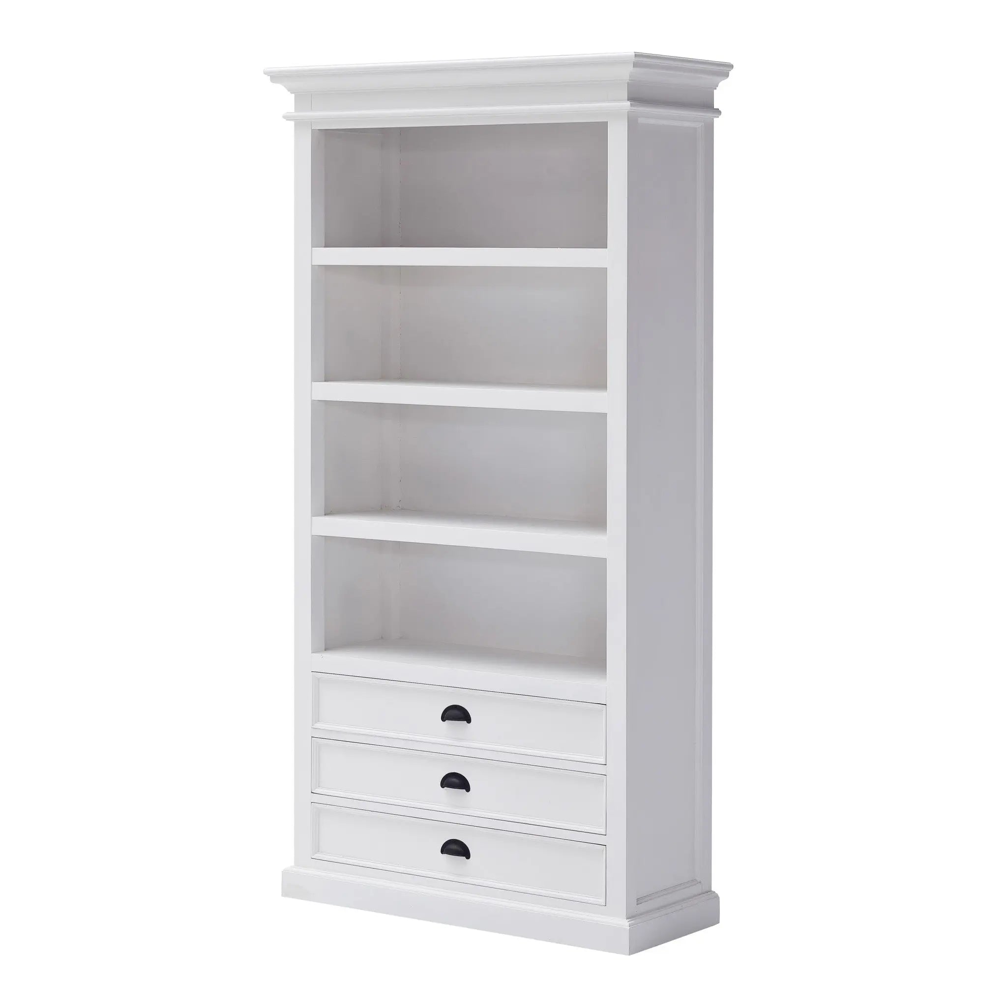 75" White Solid Wood Four Tier Bookcase Homeroots Office
