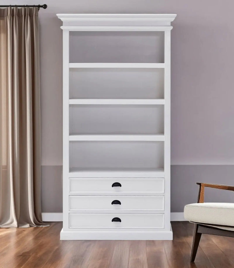75" White Solid Wood Four Tier Bookcase Homeroots Office