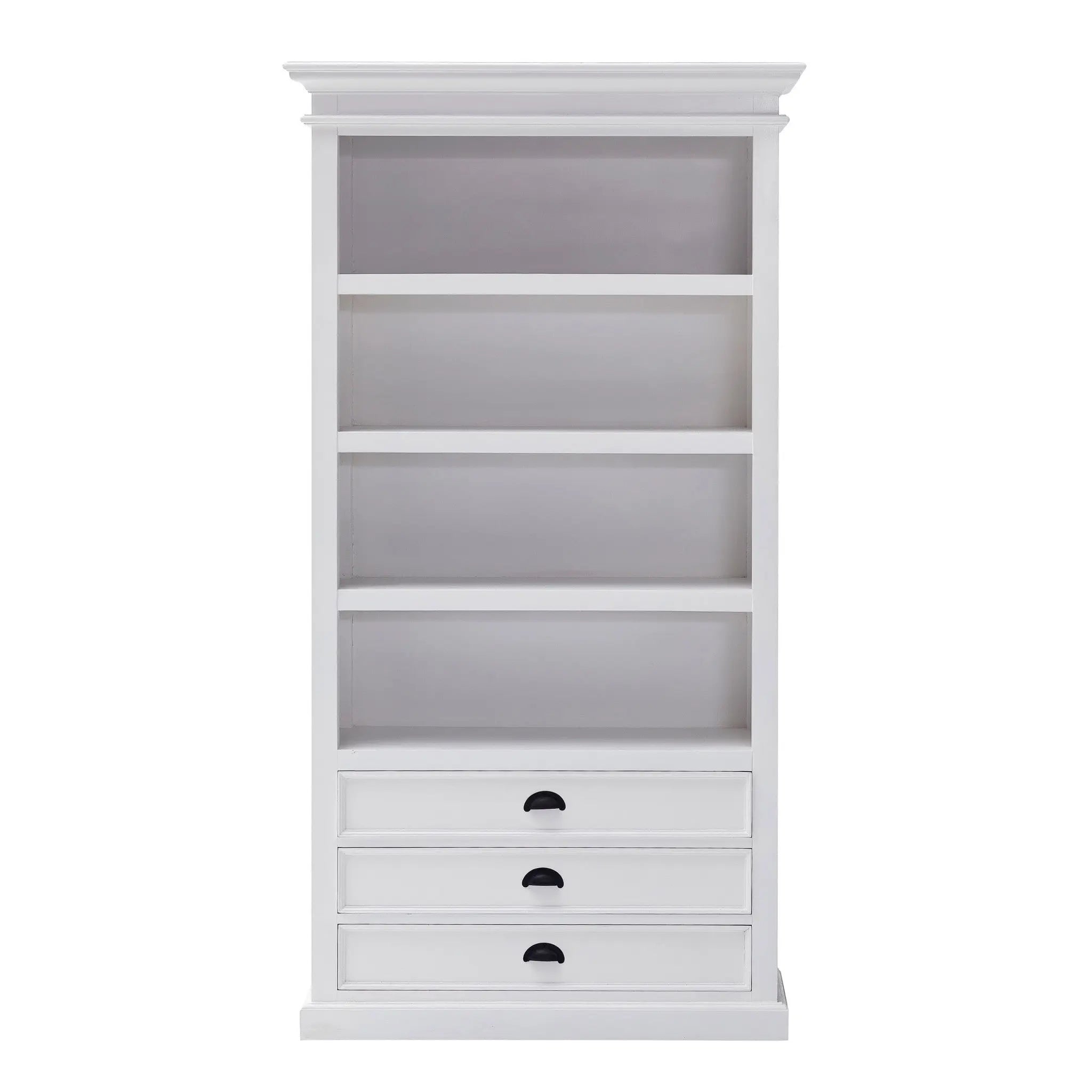 75" White Solid Wood Four Tier Bookcase Homeroots Office