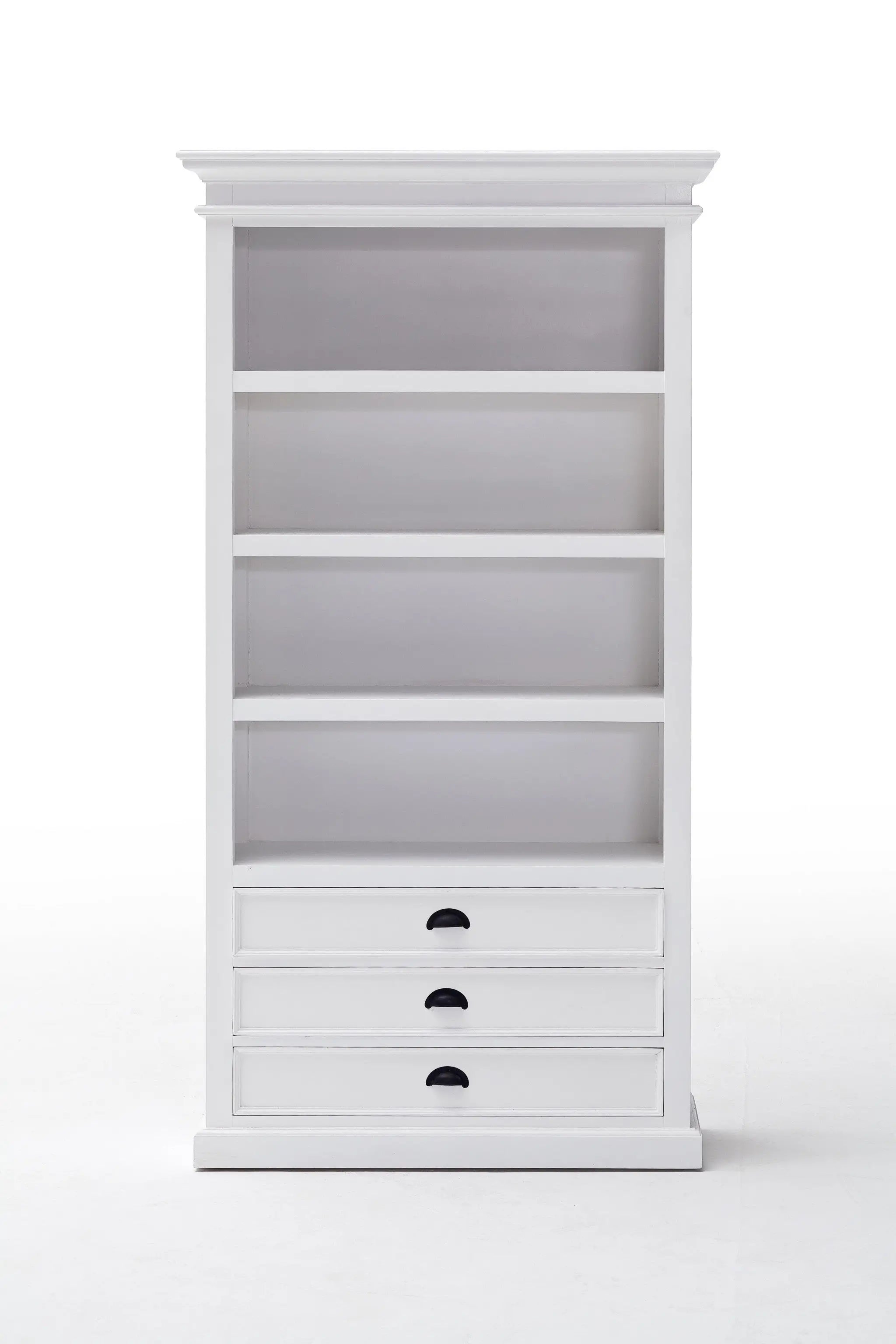 75" White Solid Wood Four Tier Bookcase Homeroots Office