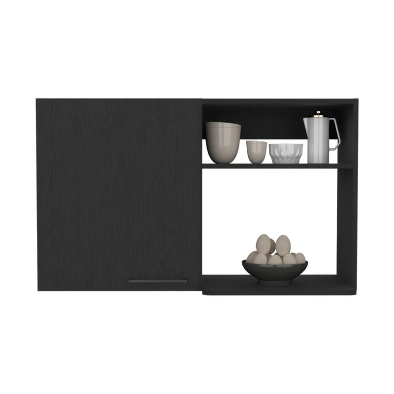 39" Black Wood Wall Mounted Accent Cabinet With Single Door - Kitchen & Dining