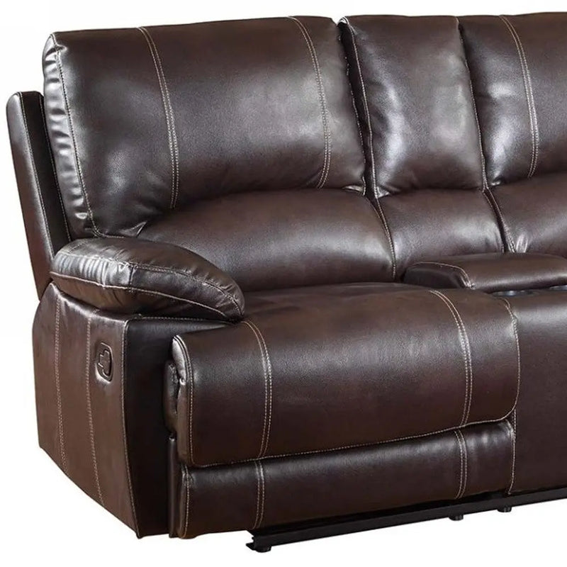 76" Brown Faux Leather Manual Reclining Love Seat With Storage Homeroots Living Room
