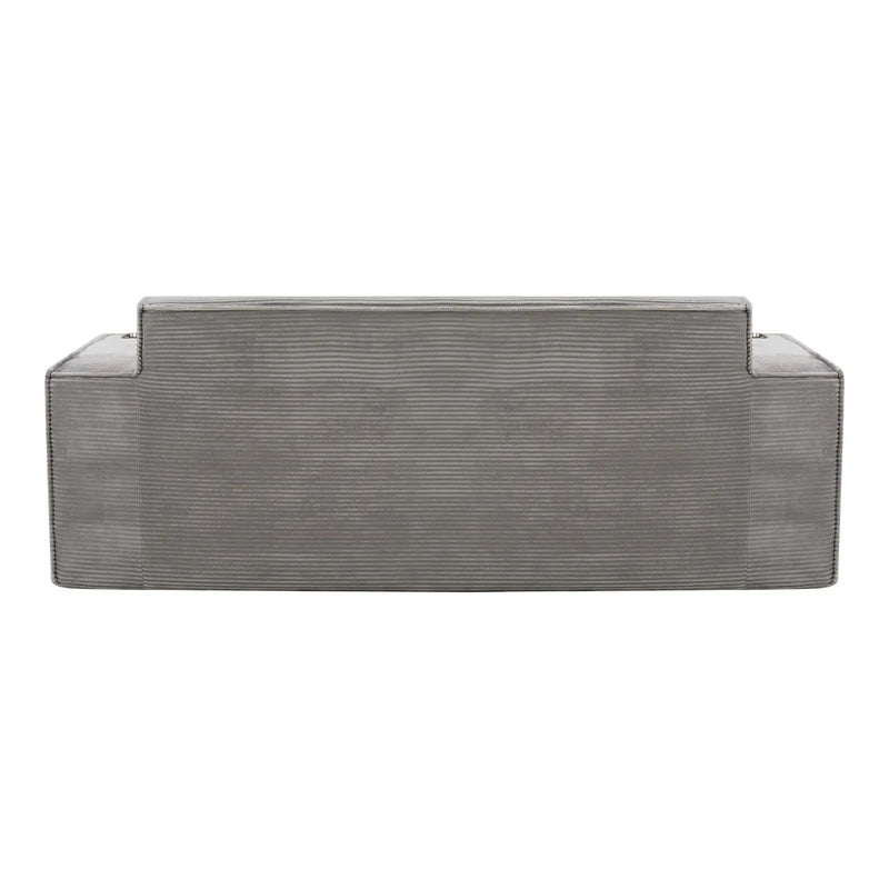 76" Gray Corduroy Ribbed Sofa With Toss Pillows Homeroots Living Room