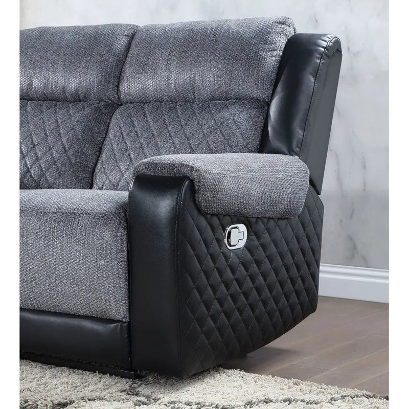 76" Gray and Black Faux Leather and Microfiber Manual Reclining Loveseat With Storage Homeroots Living Room