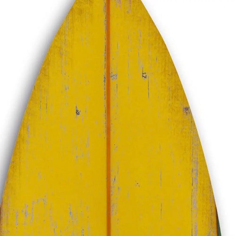 76" X 18" X 1" Distressed And Rustic Yellow Surfboard Wood Panel Wall Art Homeroots Home Decor