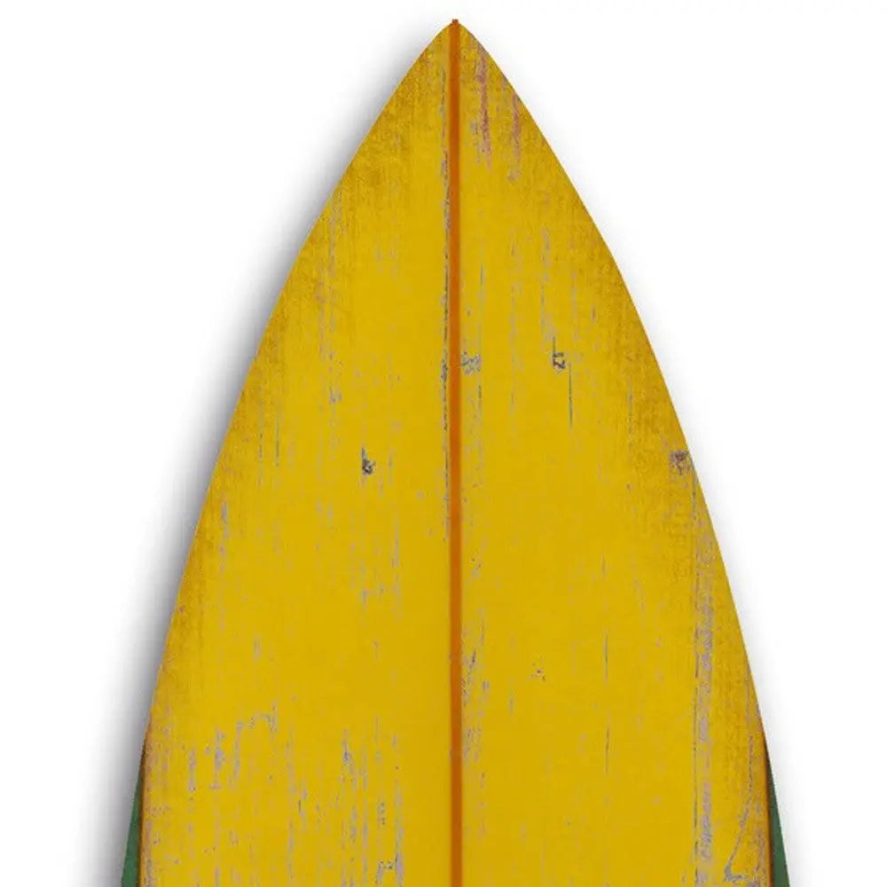 76" X 18" X 1" Distressed And Rustic Yellow Surfboard Wood Panel Wall Art Homeroots Home Decor