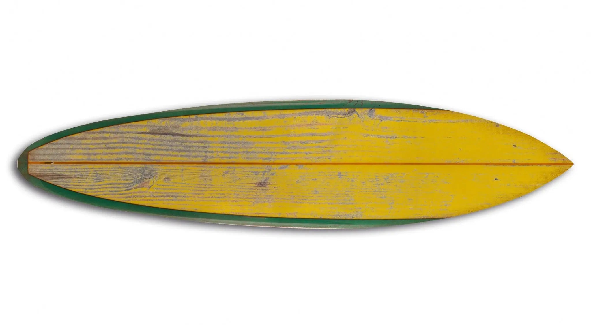 76" X 18" X 1" Distressed And Rustic Yellow Surfboard Wood Panel Wall Art Homeroots Home Decor