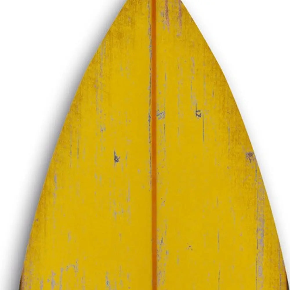 76" X 18" X 1" Distressed And Rustic Yellow Surfboard Wood Panel Wall Art Homeroots Home Decor