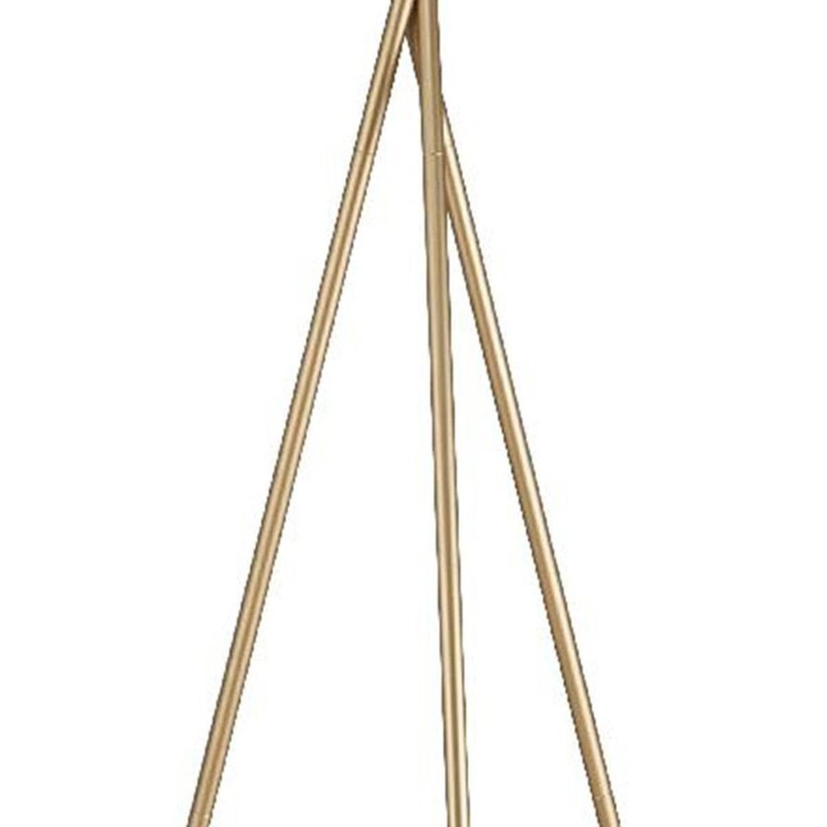 65" Gold And White Tripod Floor Lamp With White Fabric Drum Shade - Lighting