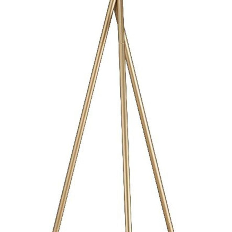 65" Gold And White Tripod Floor Lamp With White Fabric Drum Shade - Lighting