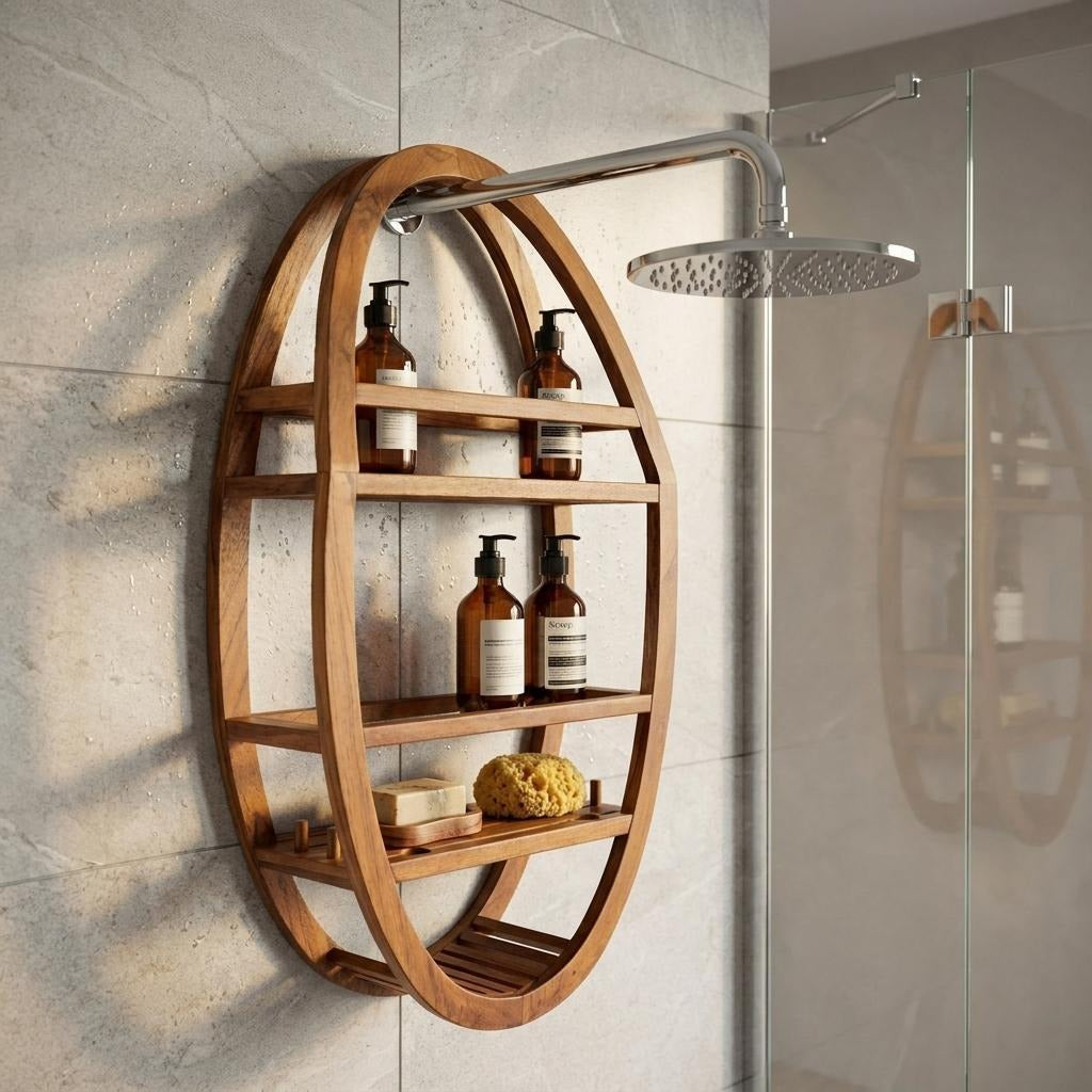 5" Brown Solid Wood Bathroom Storage Furniture Set - Office Supplies