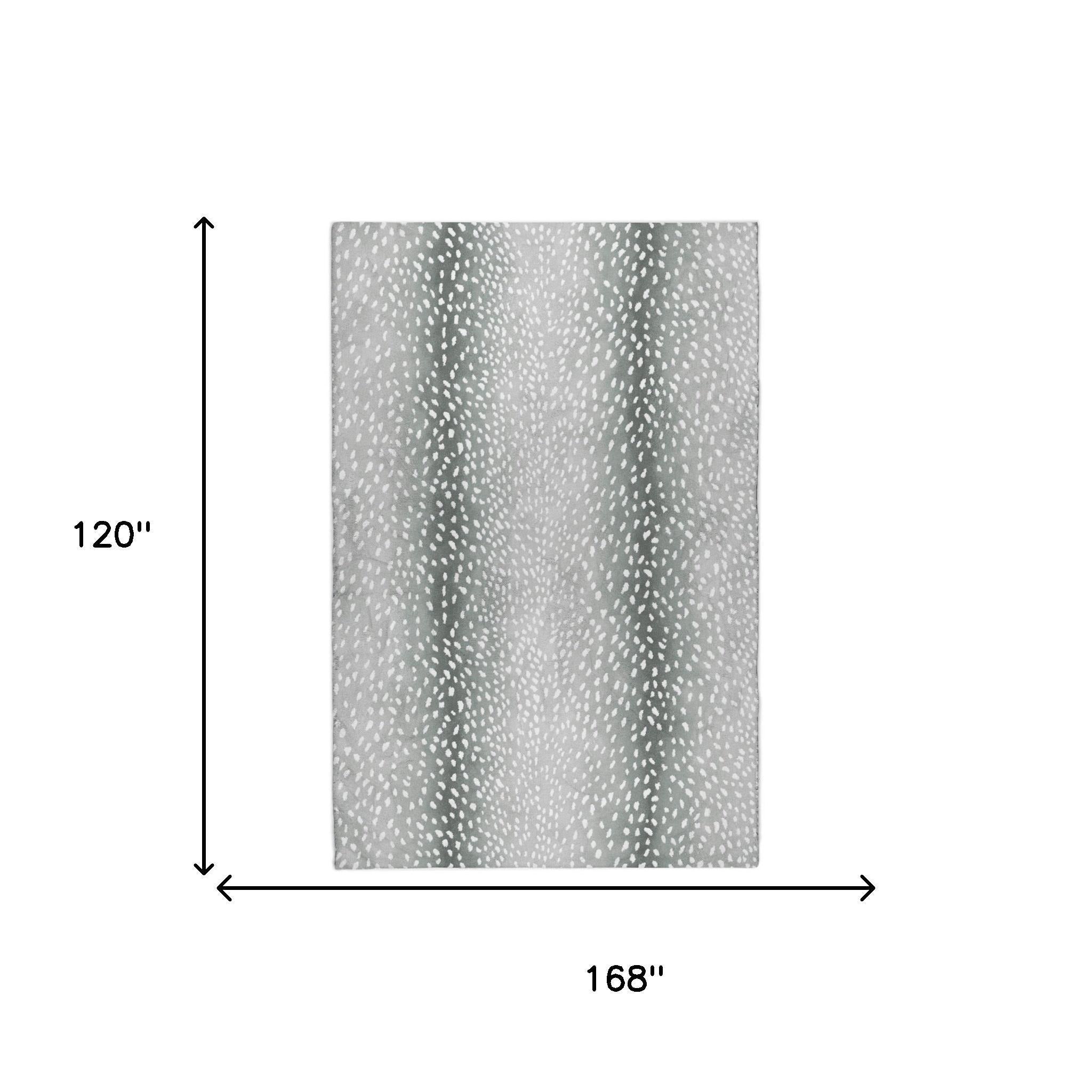 10' X 14' Gray And Silver Animal Print Shag Washable Area Rug With UV Protection - Home & Garden