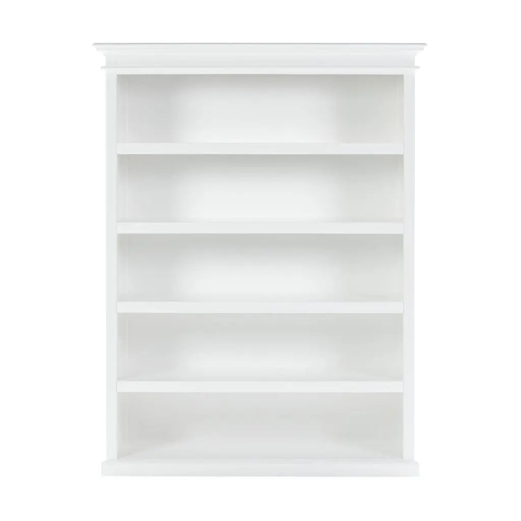 77" Antiqued White Solid Wood Five Tier Bookcase Homeroots Office