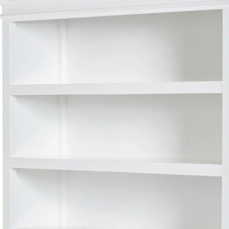 77" Antiqued White Solid Wood Five Tier Bookcase Homeroots Office