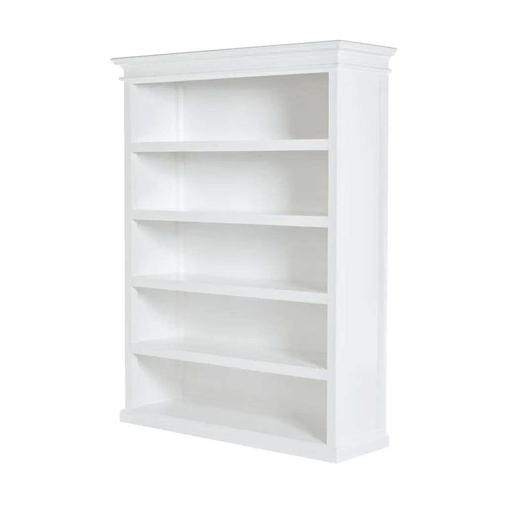 77" Antiqued White Solid Wood Five Tier Bookcase Homeroots Office
