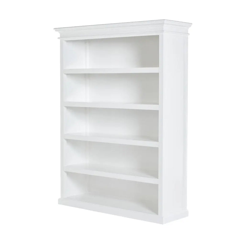 77" Antiqued White Solid Wood Five Tier Bookcase Homeroots Office