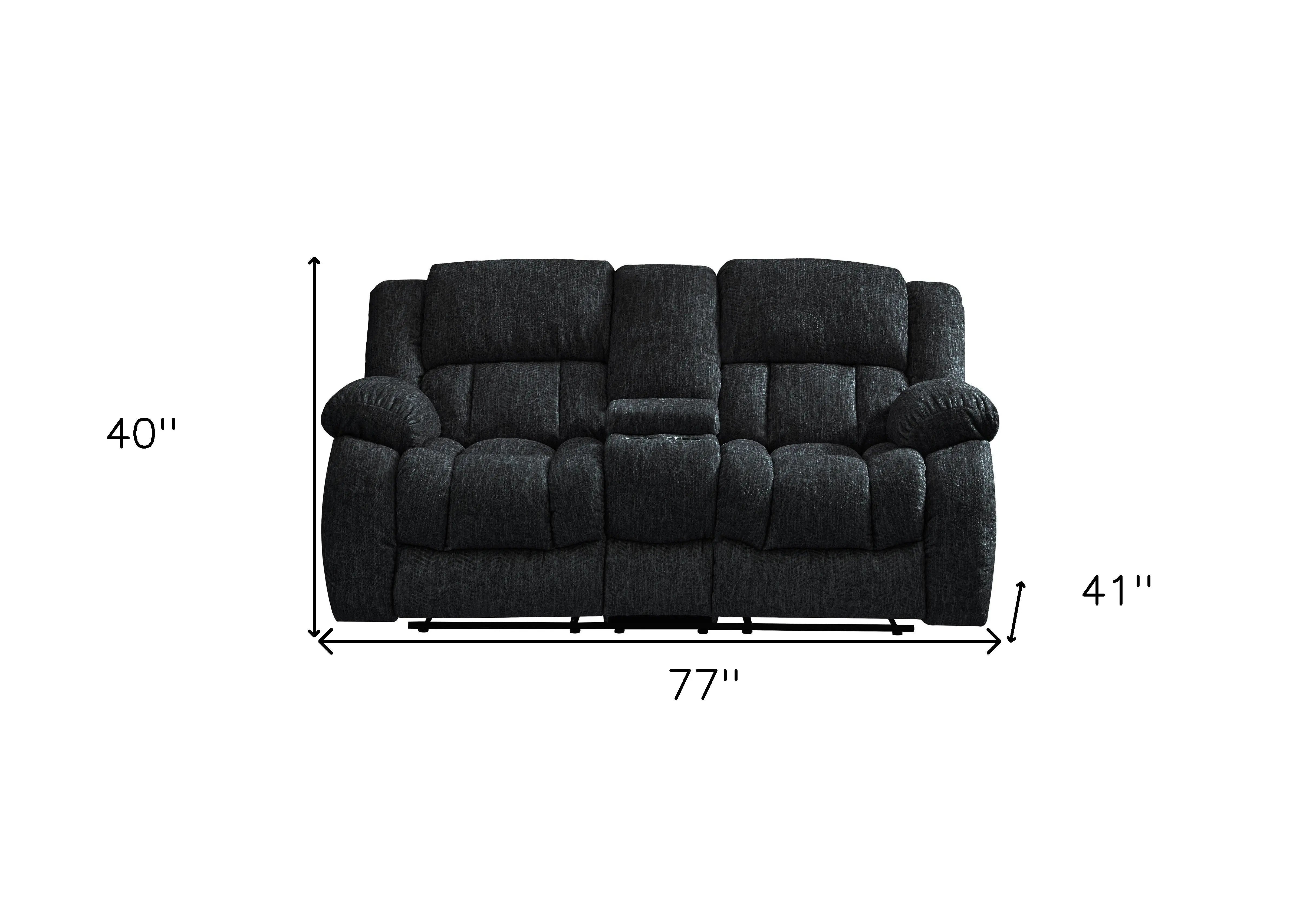 77" Black Manual Reclining Loveseat With Storage Homeroots Living Room