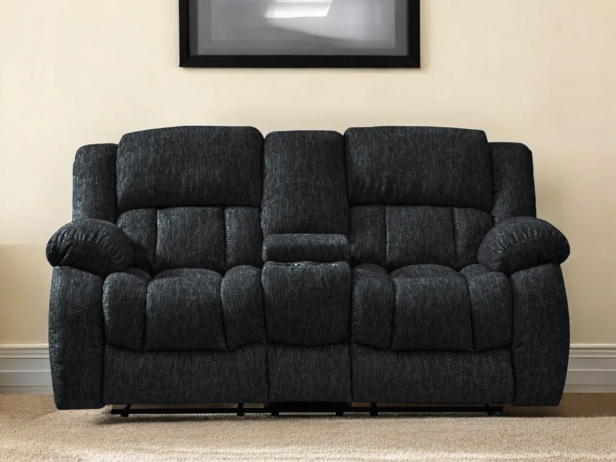 77" Black Manual Reclining Loveseat With Storage Homeroots Living Room