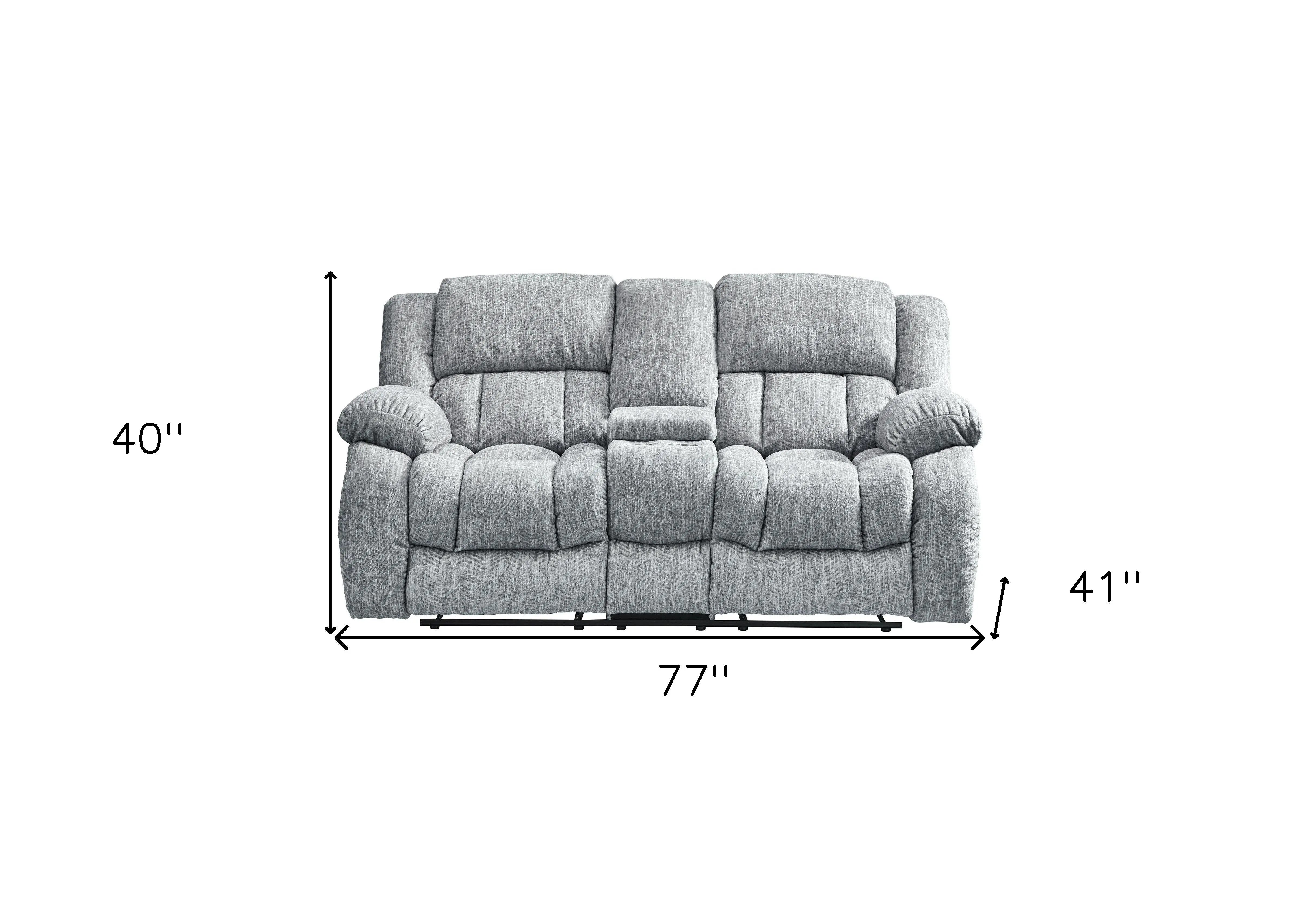 77" Light Gray Manual Reclining Loveseat With Storage - GreatEagleInc