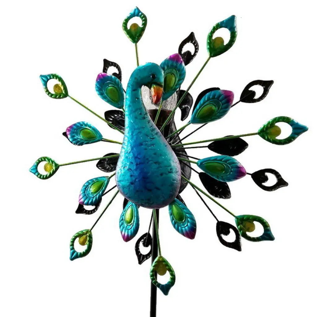 78" Blue And Purple Metal LED lights Birds Windmill Homeroots Outdoor