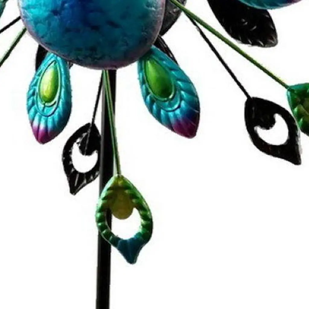 78" Blue And Purple Metal LED lights Birds Windmill Homeroots Outdoor