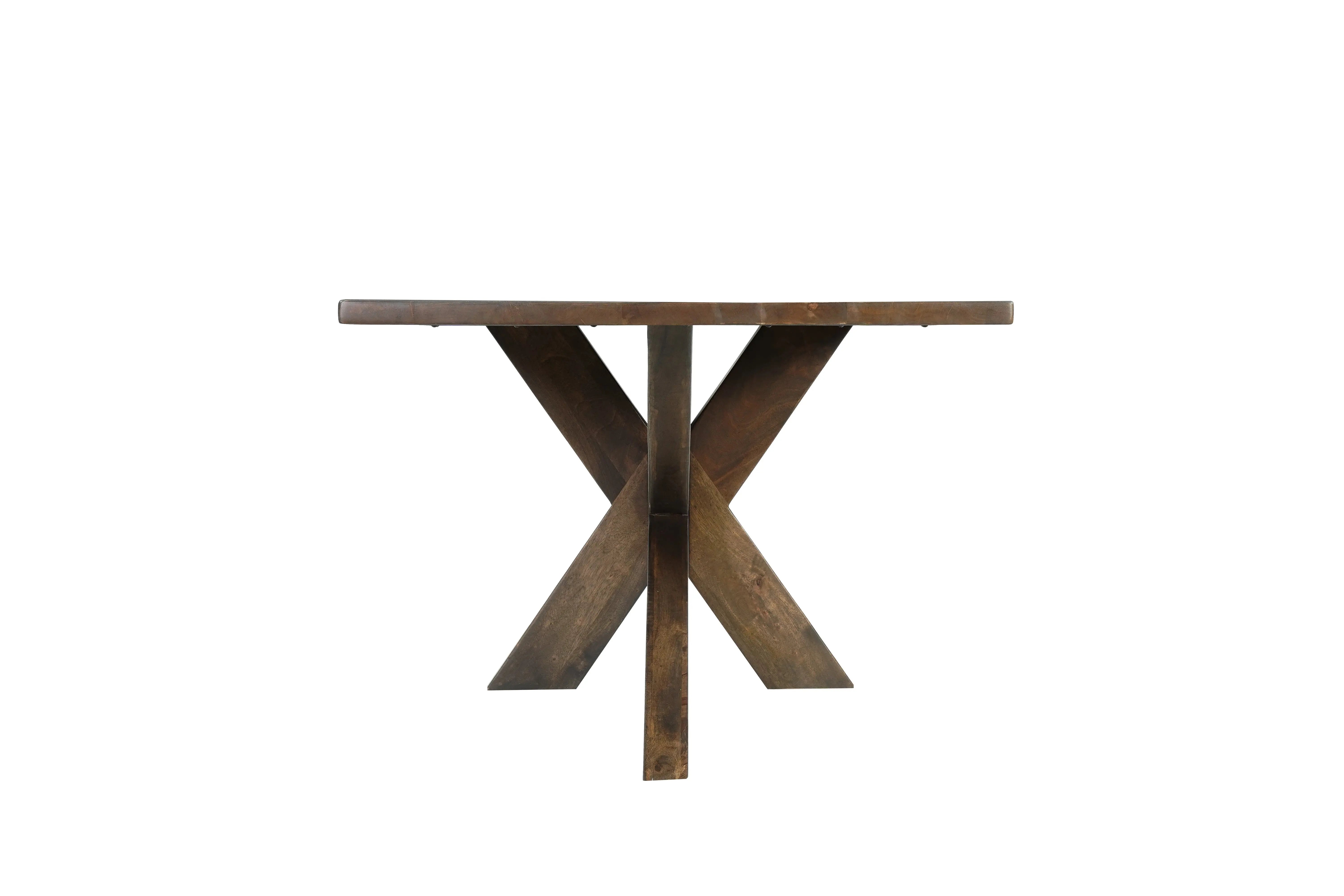 78" Brown Solid Wood Cross Leg Base Dining Table Homeroots Kitchen & Dining