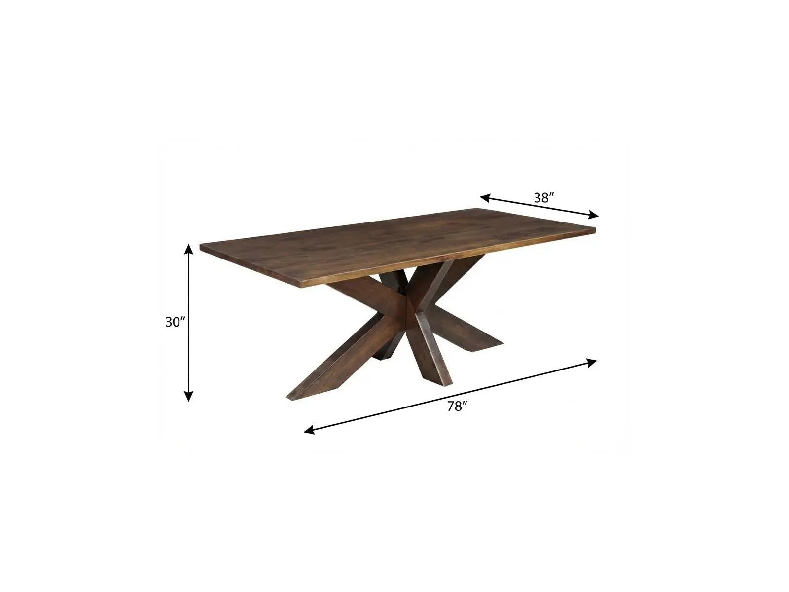 78" Brown Solid Wood Cross Leg Base Dining Table Homeroots Kitchen & Dining