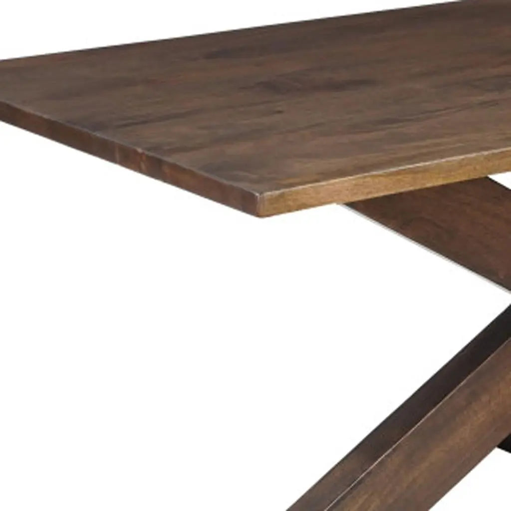 78" Brown Solid Wood Cross Leg Base Dining Table Homeroots Kitchen & Dining
