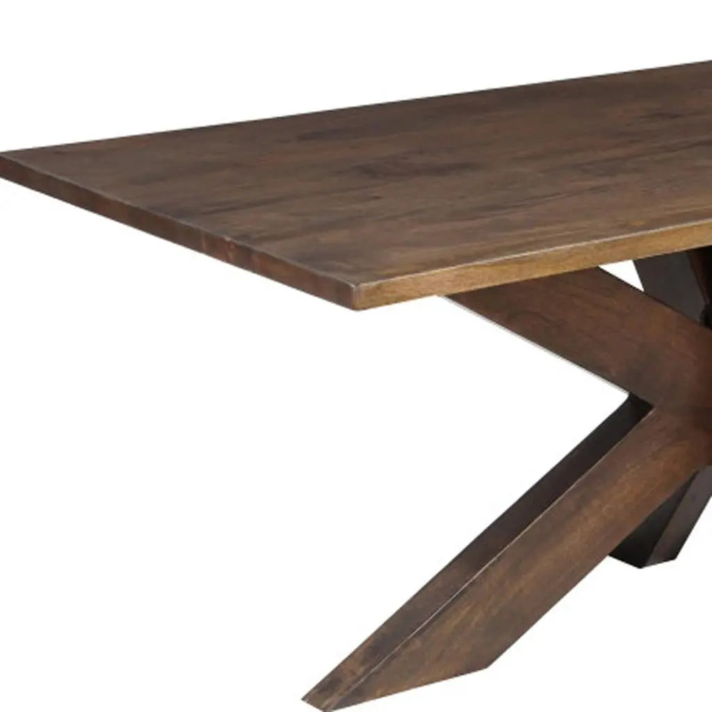78" Brown Solid Wood Cross Leg Base Dining Table Homeroots Kitchen & Dining