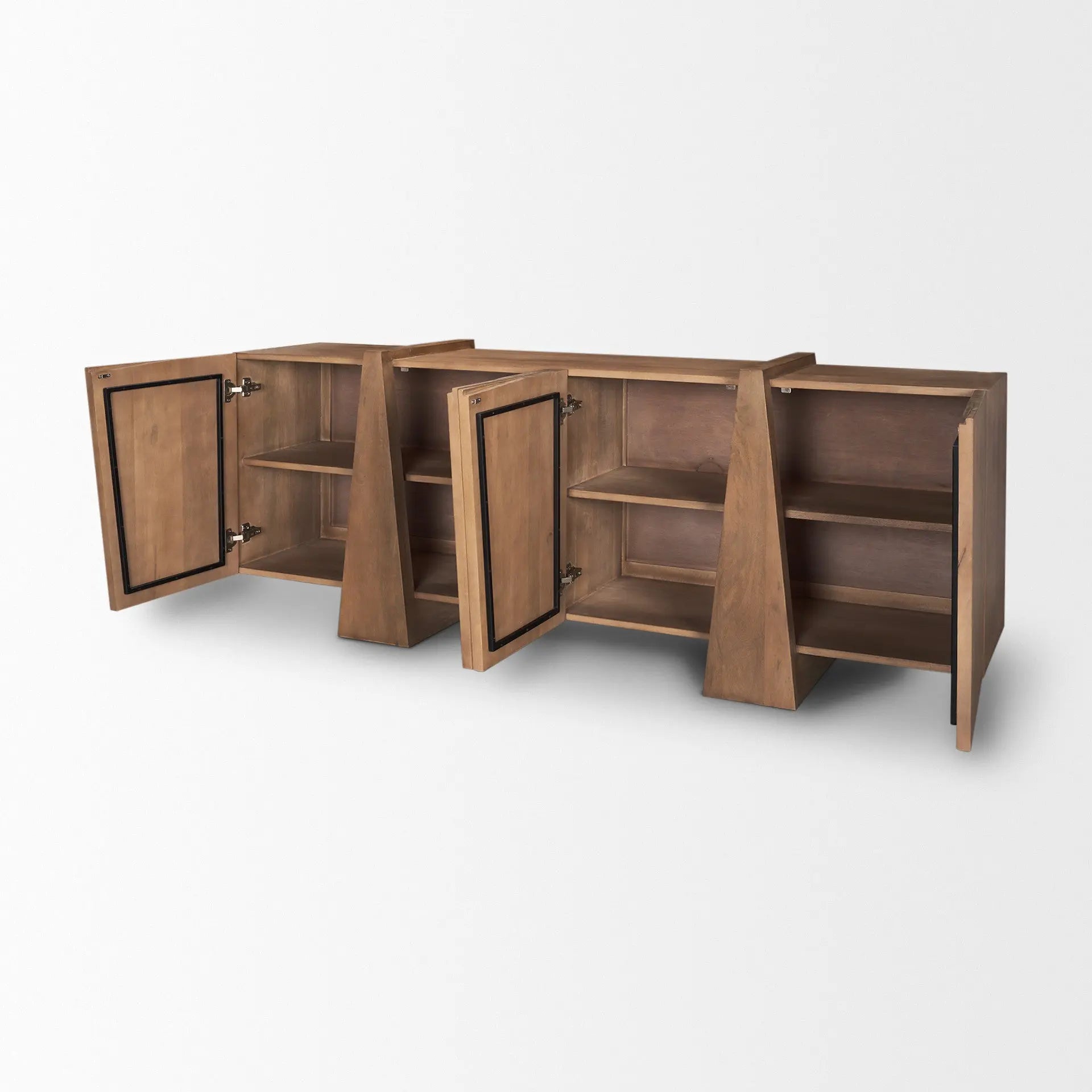 78" Brown Solid Wood Sideboard With Four Doors Homeroots Kitchen & Dining