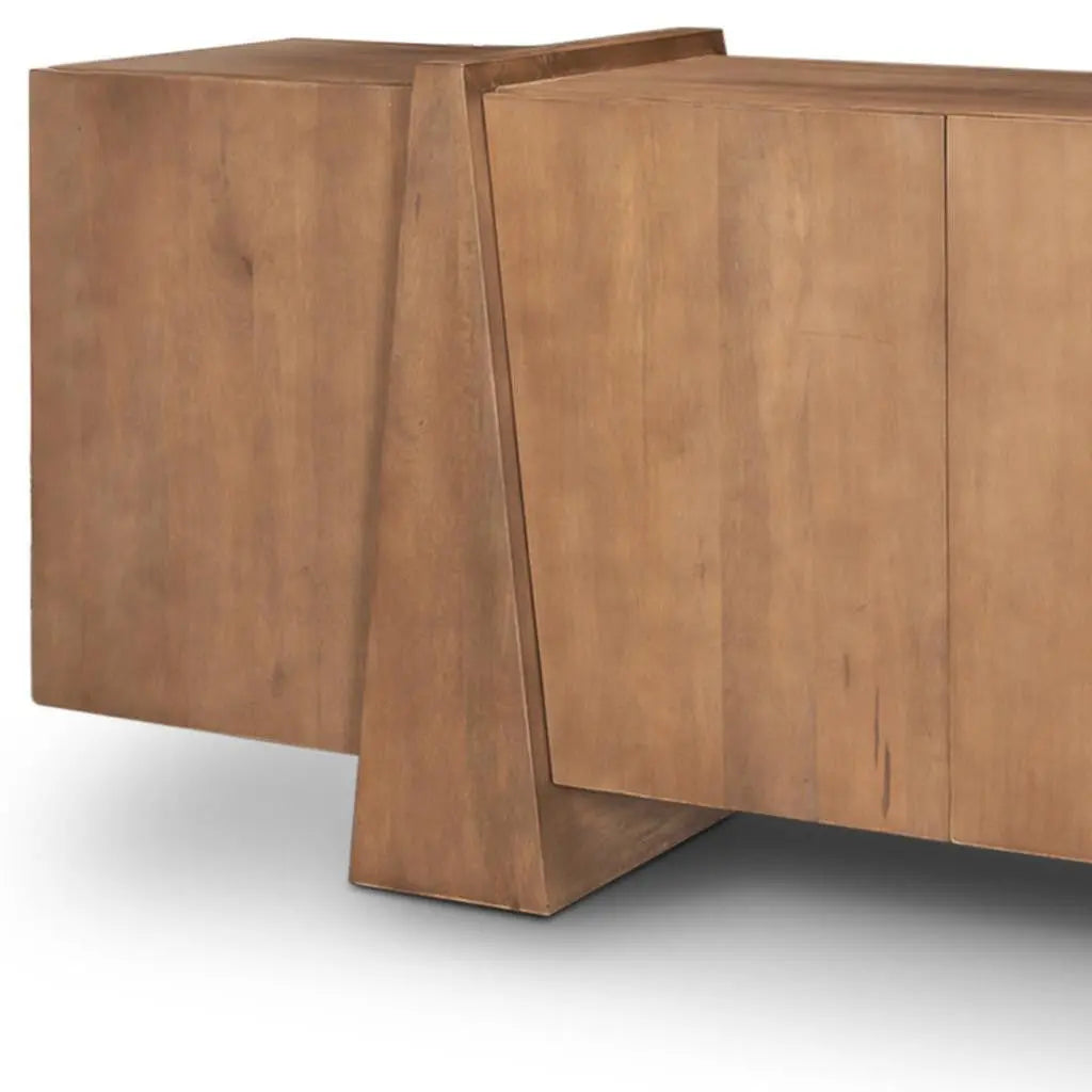 78" Brown Solid Wood Sideboard With Four Doors Homeroots Kitchen & Dining
