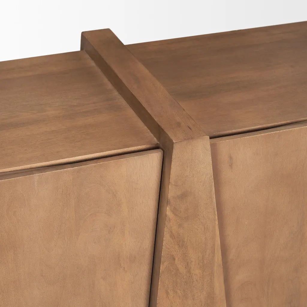 78" Brown Solid Wood Sideboard With Four Doors Homeroots Kitchen & Dining