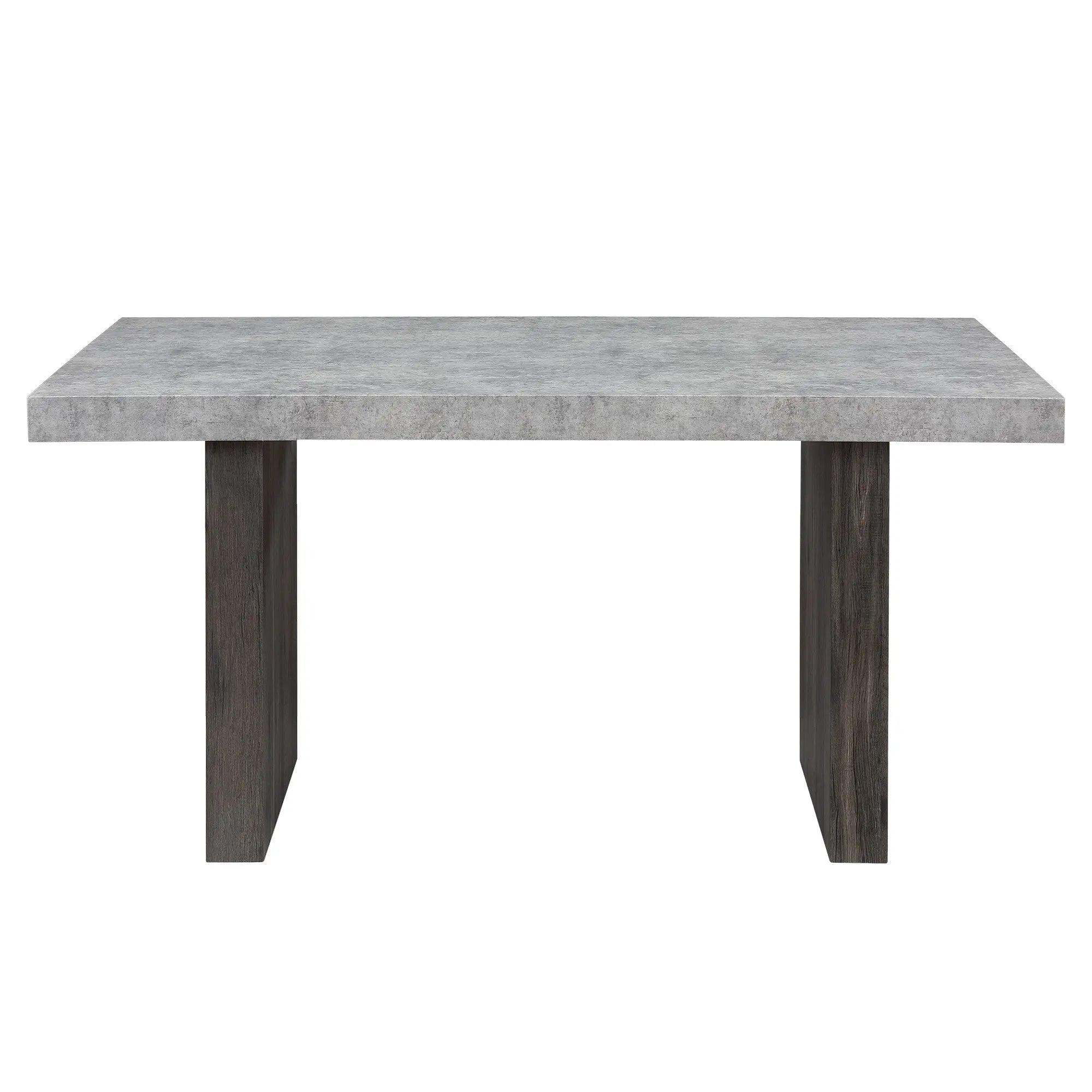 78" Gray and Dark Brown Faux Marble and Wood Double Pedestal Base Dining Table Homeroots Kitchen & Dining