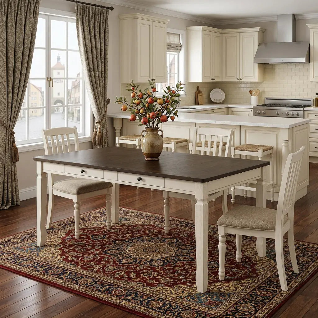 78" Oak and Cream Wood Dining Table Homeroots Kitchen & Dining