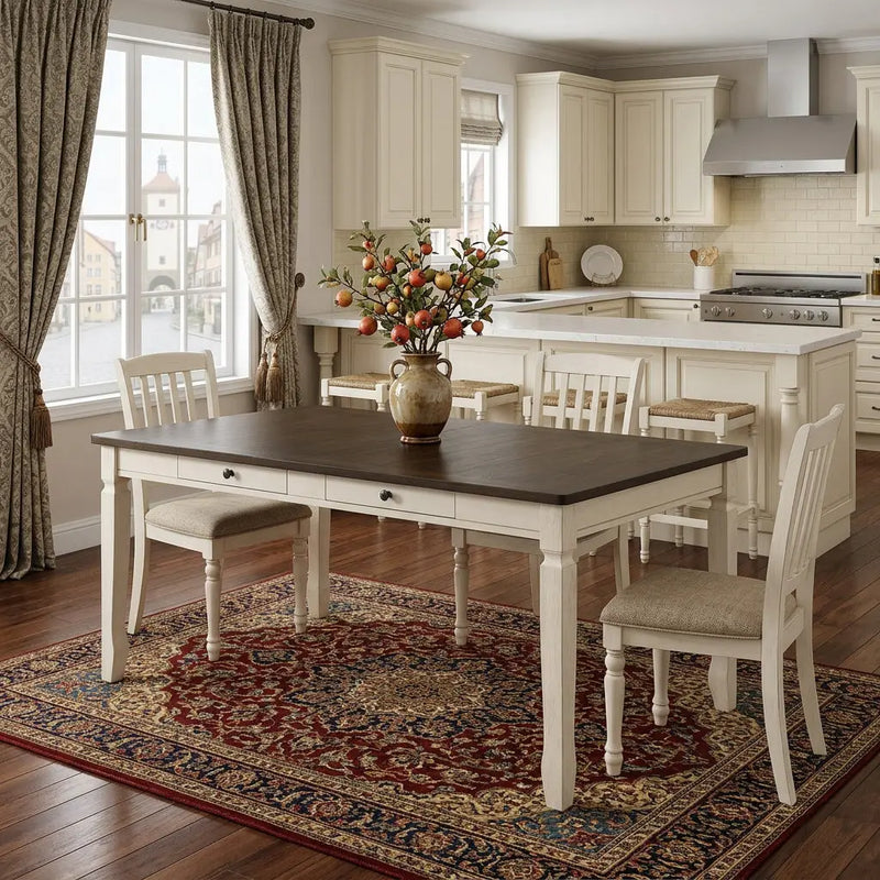 78" Oak and Cream Wood Dining Table Homeroots Kitchen & Dining