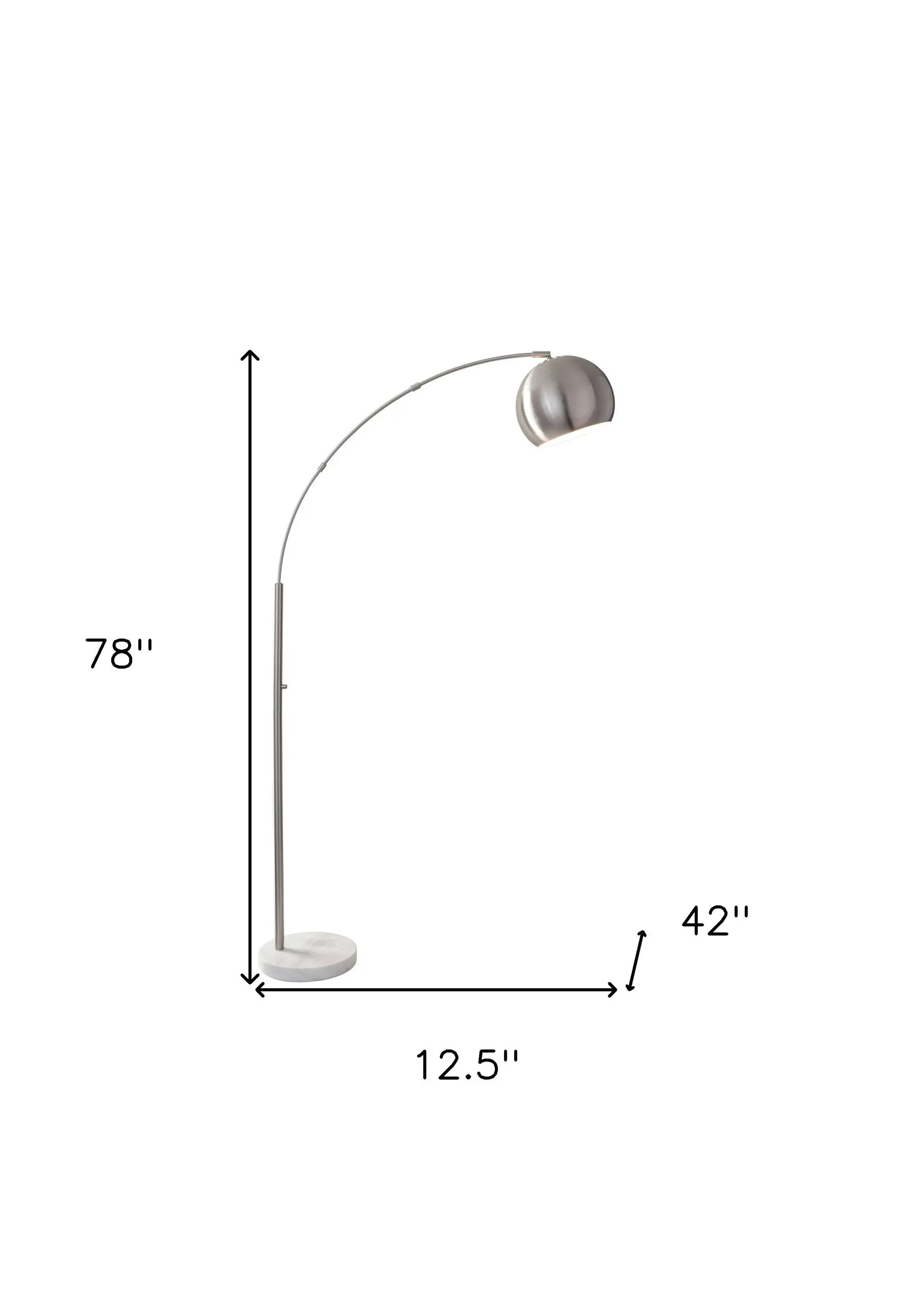 78" Silver Arc Floor Lamp With Silver Metal Bowl Shade Homeroots Lighting