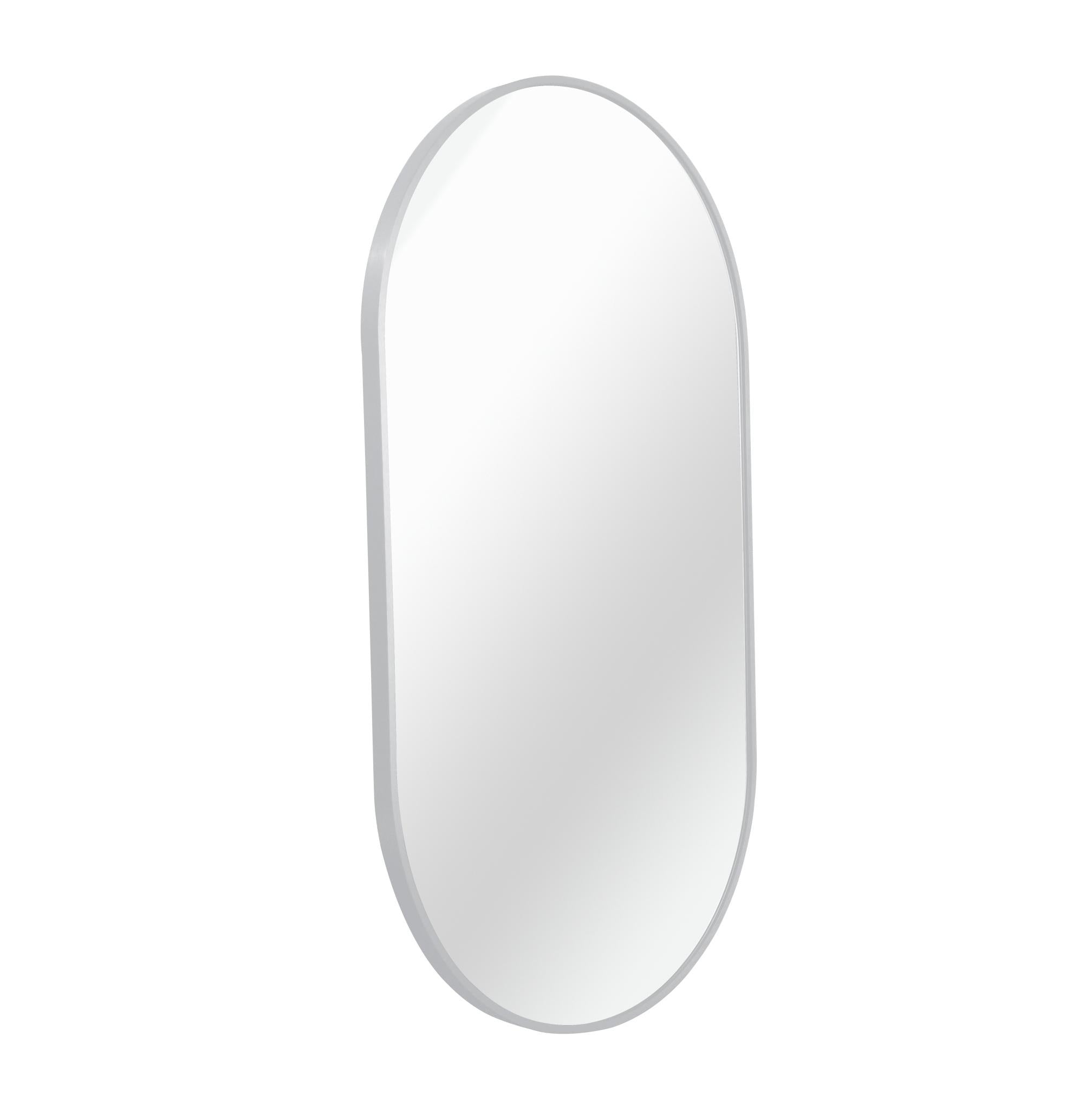 28" Silver Aluminum Oval Framed Accent Mirror - Bed & Bath