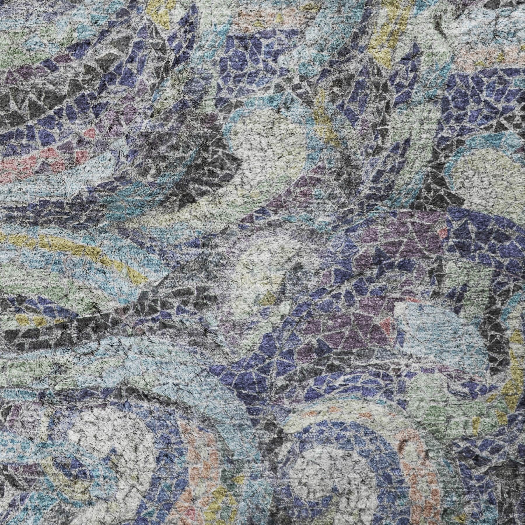 10' X 14' Navy Blue And Denim Blue Abstract Shag Washable Area Rug With UV Protection - Home & Garden