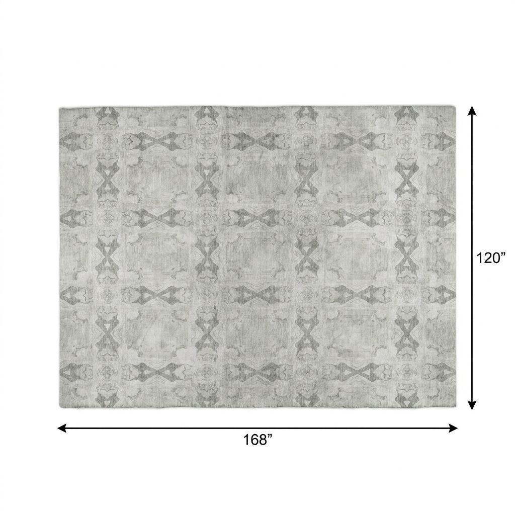 10' X 14' Ivory And Gray Geometric Shag Washable Area Rug With UV Protection - Home & Garden
