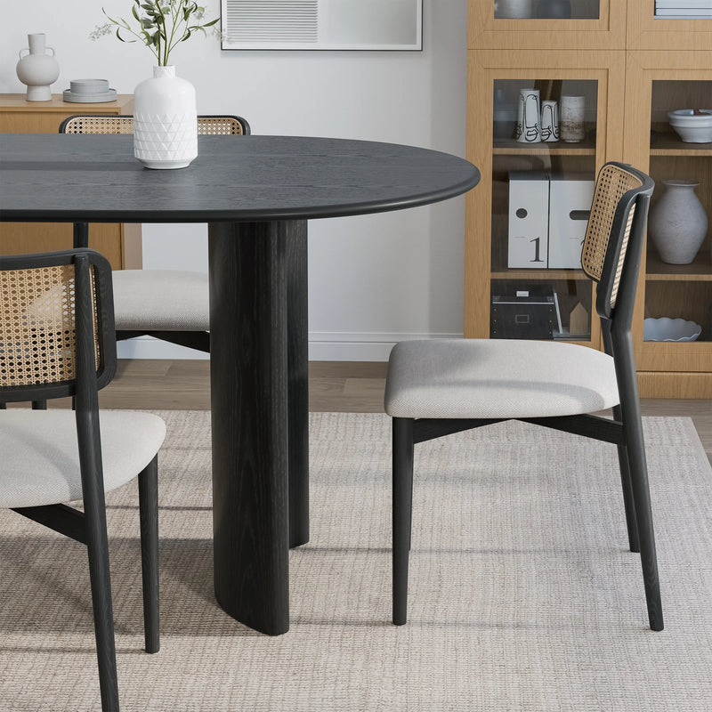 79" Black Solid Wood Double Pedestal Base Oval Dining Table Homeroots Kitchen & Dining