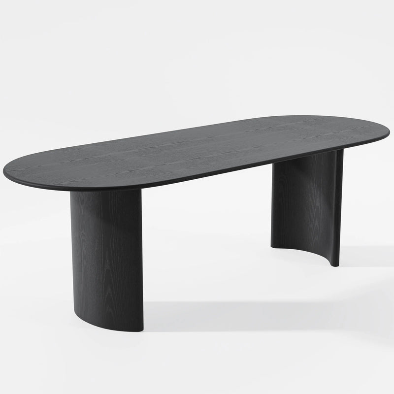 79" Black Solid Wood Double Pedestal Base Oval Dining Table Homeroots Kitchen & Dining
