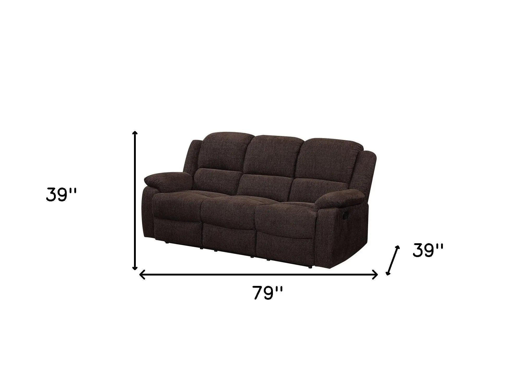 79" Brown Chenille Reclining Sofa With Black Legs Homeroots Living Room