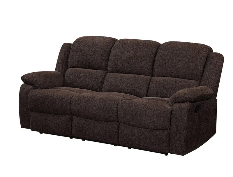 79" Brown Chenille Reclining Sofa With Black Legs Homeroots Living Room