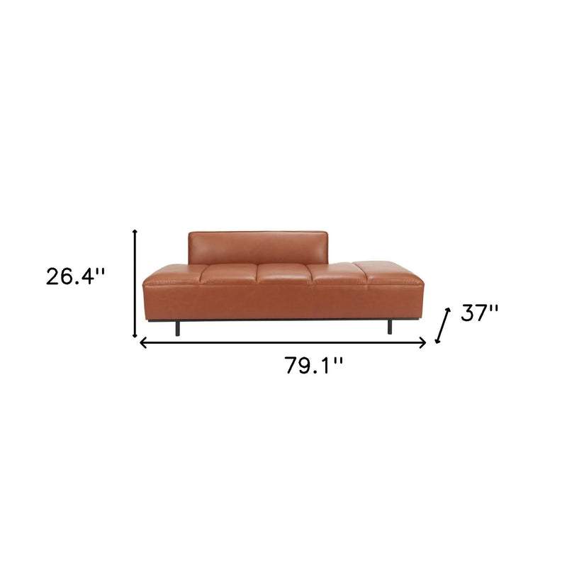 79" Brown Faux Leather Sofa With Black Legs Homeroots Living Room