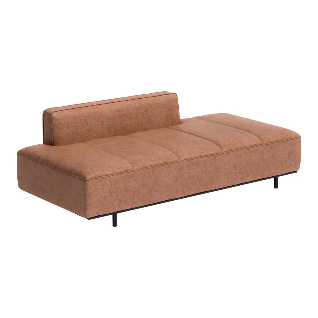 79" Brown Faux Leather Sofa With Black Legs Homeroots Living Room