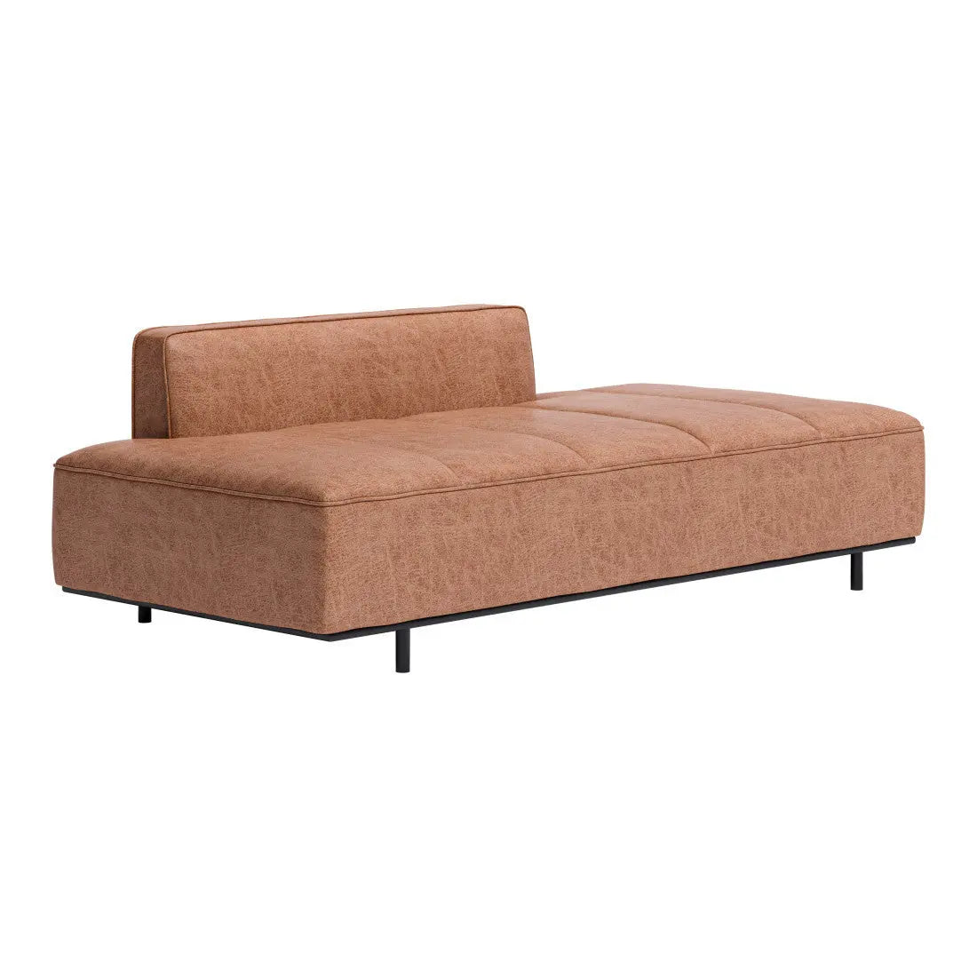 79" Brown Faux Leather Sofa With Black Legs Homeroots Living Room