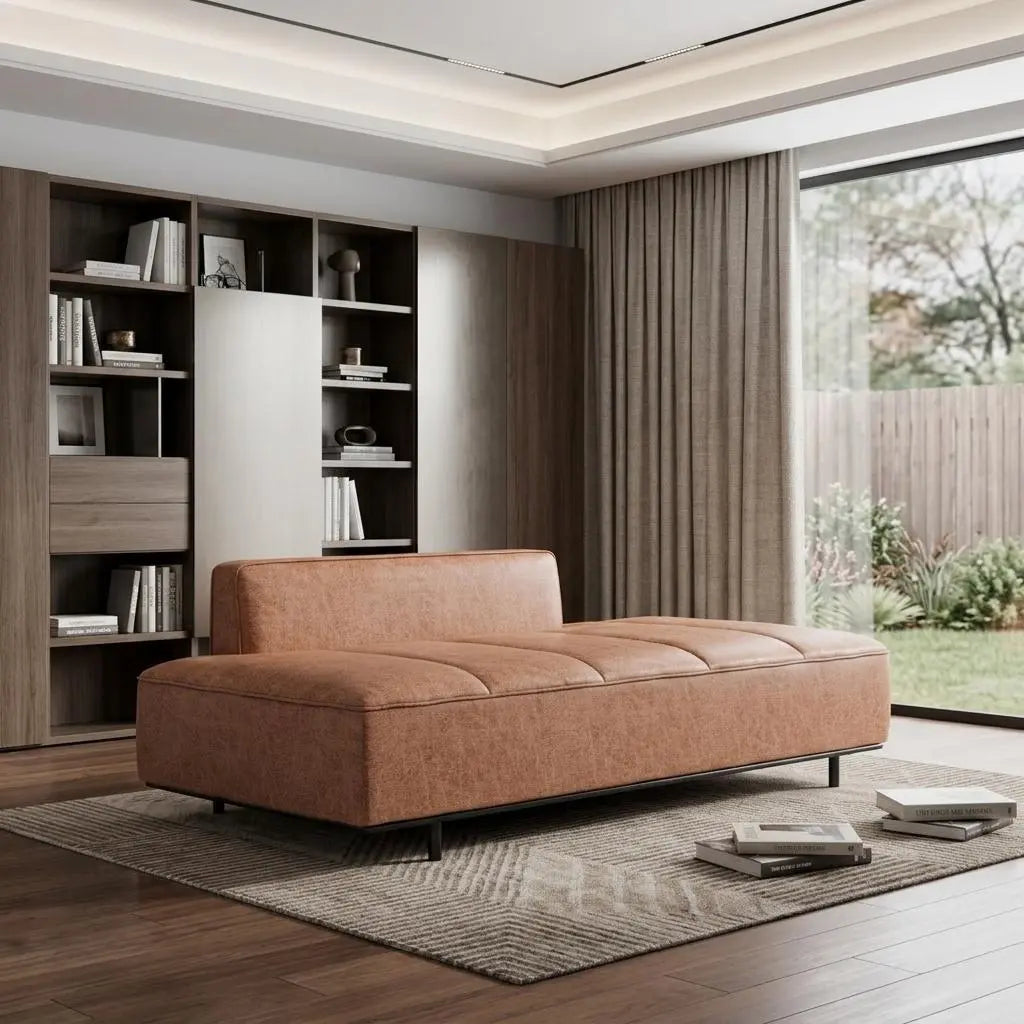 79" Brown Faux Leather Sofa With Black Legs Homeroots Living Room