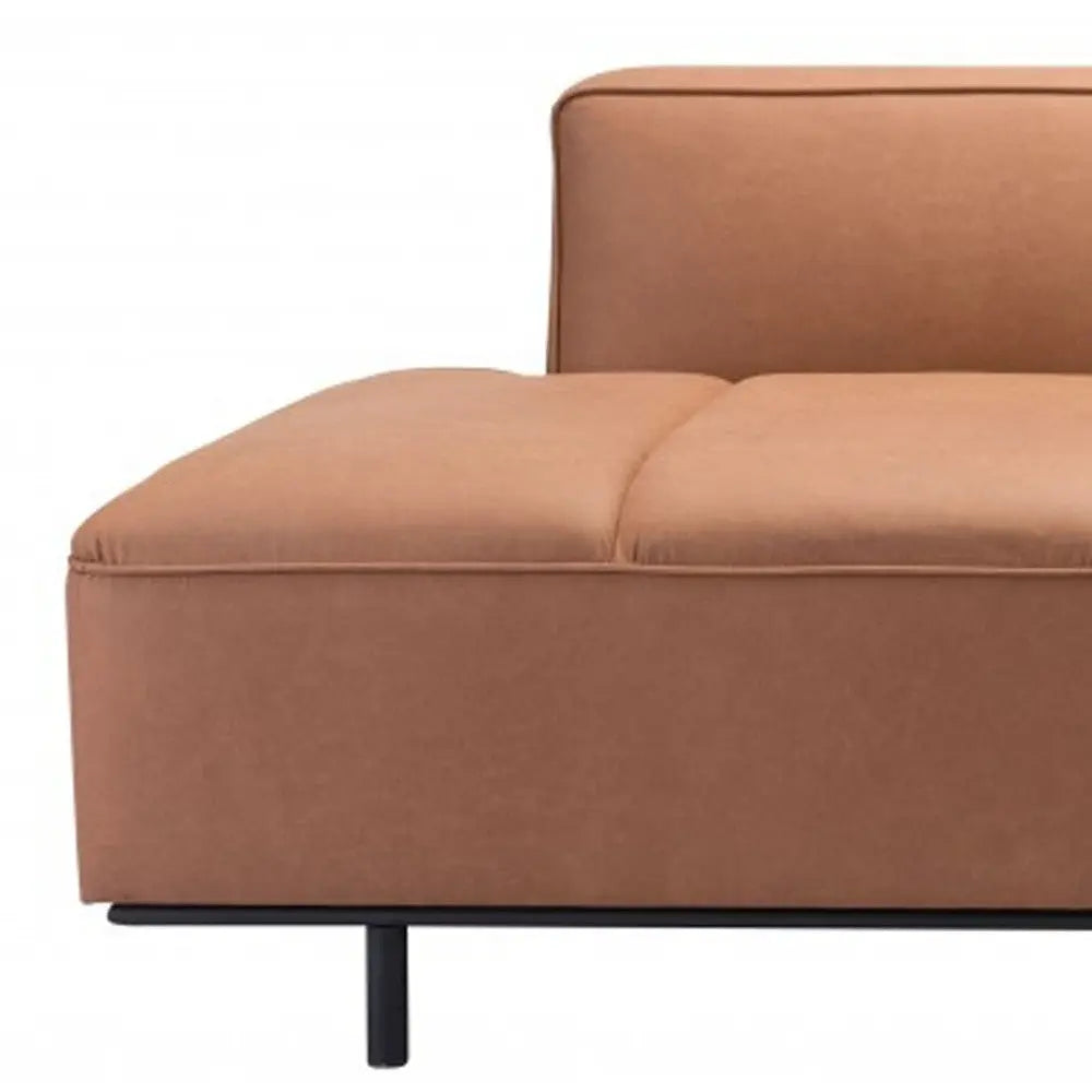 79" Brown Faux Leather Sofa With Black Legs Homeroots Living Room